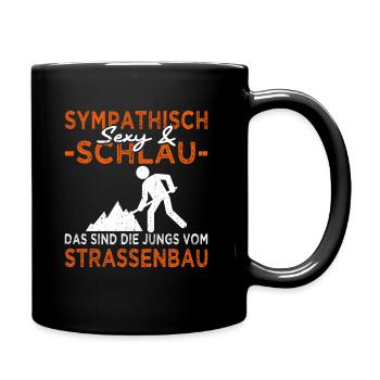 Strassenbauer - Strassenbau - Bauarbeiter - Tasse einfarbig - Schwarz - Rechts