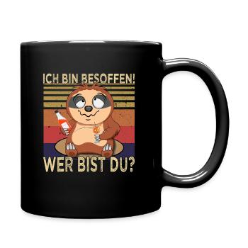 Ich bin besoffen Faultier - Cocktail - Tasse einfarbig - Schwarz - Rechts