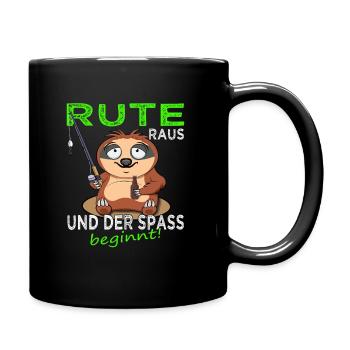 Rute raus - Angler - Angeln - Tasse einfarbig - Schwarz - Rechts