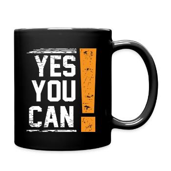 YES YOU CAN! Unique design - Full Colour Mug - black - Right