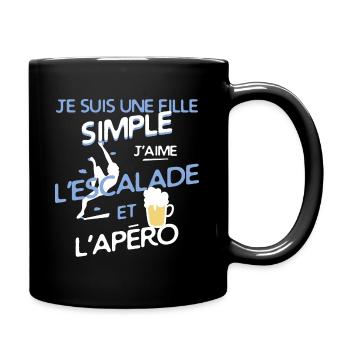 Une fille simple: J'aime l'escalade et l'apéro - Mug uni - noir - Droite