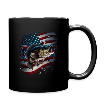 Fishing and an American Flag - Largemouth Bass - Tasse einfarbig - Schwarz - Rechts
