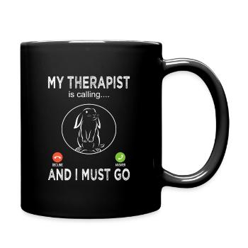 My Therapist Is Calling Rabbit - Rabbit Breeding - Full Colour Mug - black - Right