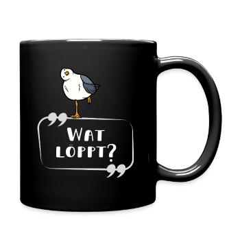 MÖWE Wat löppt lustig norddeutsch - Tasse einfarbig - Schwarz - Rechts