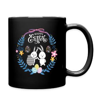 Frohe Ostern - Tasse einfarbig - Schwarz - Rechts