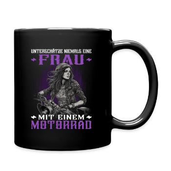 Motorradfahrerin - Bikerin / Bikerfrau - Tasse einfarbig - Schwarz - Rechts