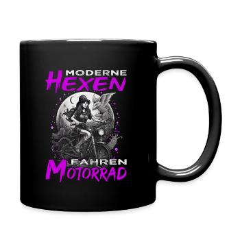Motorradfahrerin - Bikerin / Biker Frauen - Tasse einfarbig - Schwarz - Rechts