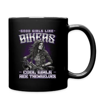 Motorradfahrerin - Bikerin / Biker Frauen - Tasse einfarbig - Schwarz - Rechts