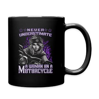 Motorradfahrerin - Bikerin / Biker Frauen - Tasse einfarbig - Schwarz - Rechts