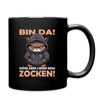 Bin da - wäre lieber Zocken | Gamer | Gaming - Tasse einfarbig - Schwarz - Rechts