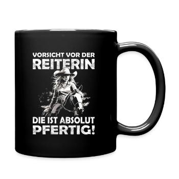 Turnier Trottel - Westernpferd & Westernreiter - Tasse einfarbig - Schwarz - Rechts