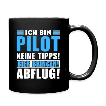 Ich bin Pilot - Keine Tipps! Bier bringen - Tasse einfarbig - Schwarz - Rechts