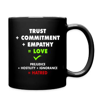 Verbreiten Sie Liebe, bekämpfen Sie Hass! - Tasse einfarbig - Schwarz - Rechts