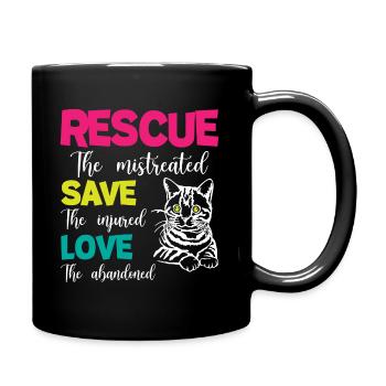 Rescue Save Love Cats - Tasse einfarbig - Schwarz - Rechts