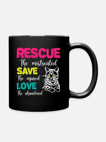Rescue Save Love Cats - Tasse einfarbig - Schwarz