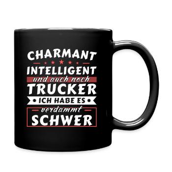 Charmant und intelligent - Trucker Edition - Tasse einfarbig - Schwarz - Rechts