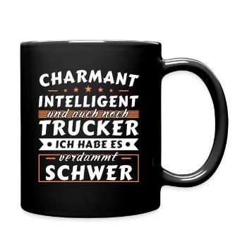 Charmant und intelligent - Trucker Edition - Tasse einfarbig - Schwarz - Rechts