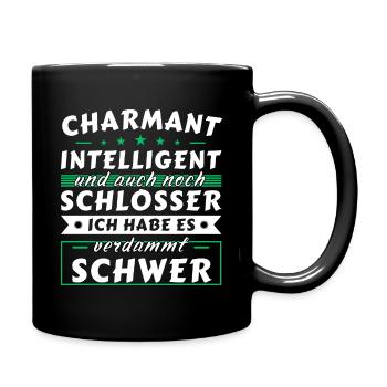 Charmant und intelligent - Schlosser Edition - Tasse einfarbig - Schwarz - Rechts