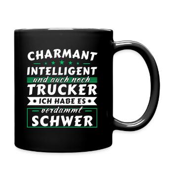 Charmant und intelligent - Trucker Edition - Tasse einfarbig - Schwarz - Rechts