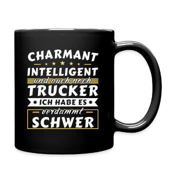 Charmant und intelligent - Trucker Edition - Tasse einfarbig - Schwarz - Rechts