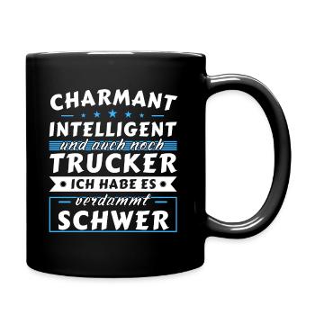 Charmant und intelligent - Trucker Edition - Tasse einfarbig - Schwarz - Rechts