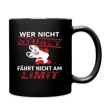 If you don't fall, you don't ride at the limit - Full Colour Mug - black - Right