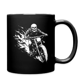 Biker Totenkopf Motorrad Geschenk - Tasse einfarbig - Schwarz - Rechts