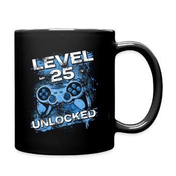 Gamer Level 25 Unlocked - Gaming - Tasse einfarbig - Schwarz - Rechts