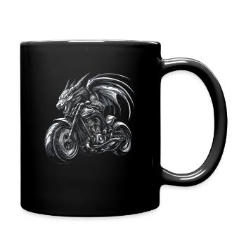 Motorrad Biker Motorcycle Drache Dragon - Tasse einfarbig - Schwarz - Rechts