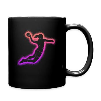 Handball Damen Mädchen Kinder Handballerin - Tasse einfarbig - Schwarz - Rechts
