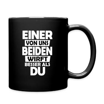 L’un de nous lance mieux que toi drôle - Mug uni - noir - Droite