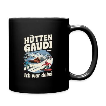 Hütten Gaudi Lustiges Ski - Tasse einfarbig - Schwarz - Rechts