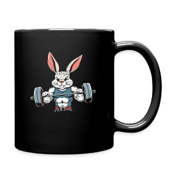 Osterhase Auf Pump Gym - Tasse einfarbig - Schwarz - Rechts