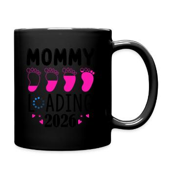 Mommy Loading 2026 With Cute Baby Feet - Full Colour Mug - black - Right