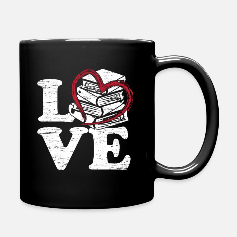 Bücher Liebe - Tasse einfarbig - Schwarz