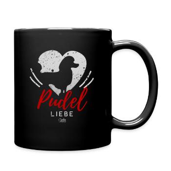 Pudel Liebe mit Herz - Tasse einfarbig - Schwarz - Rechts