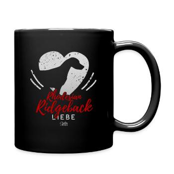 Rhodesian Ridgeback Liebe mit Herz - Tasse einfarbig - Schwarz - Rechts
