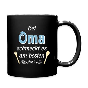 Oma kocht super - Oma die beste Köchin - Tasse einfarbig - Schwarz - Rechts