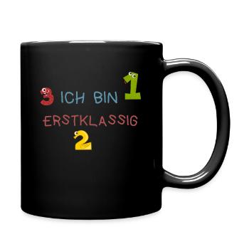 Einschulung - Tasse einfarbig - Schwarz - Rechts