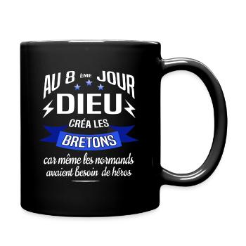 Dieu créa les betons Cadeau humour bretagne - Mug uni - noir - Droite