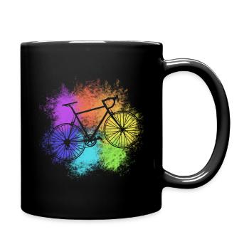 Buntes Fahrrad - Tasse einfarbig - Schwarz - Rechts