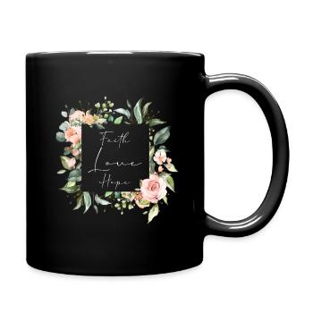 Faith Love Hope fleurs - Mug uni - noir - Droite