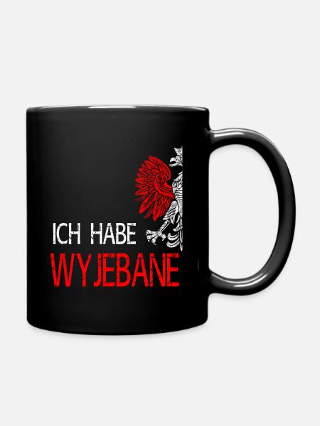 Polen Polska Spruch - Ich habe Wyjebane mit Wappen - Tasse einfarbig - Schwarz