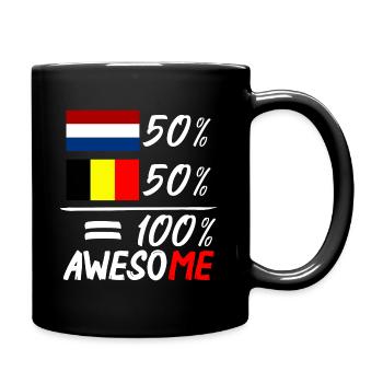 50% Netherlands 50% Belgium - Full Colour Mug - black - Right