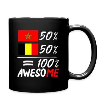 50%Maroc 50% Belgique - Mug uni - noir - Droite