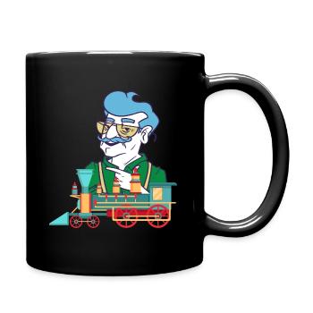 Modelleisenbahn Opa Zug Eisenbahner Schaffner - Tasse einfarbig - Schwarz - Rechts