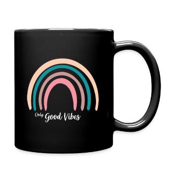 Only Good Vibes. Rainbow Gift Boho T-Shirt - Full Colour Mug - black - Right