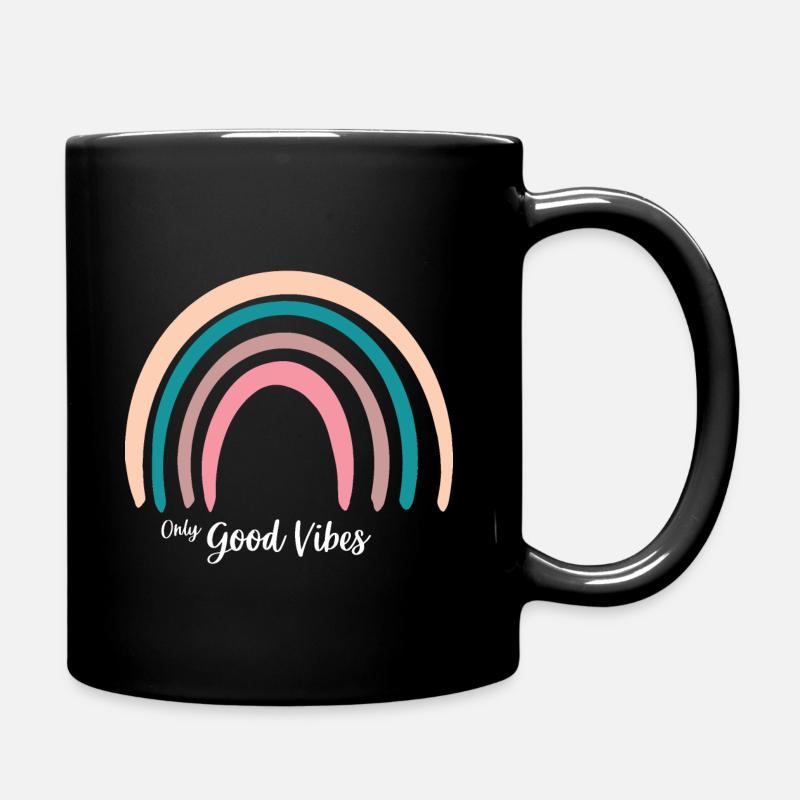 Only Good Vibes. Rainbow cadeau Boho T-shirt - Mug uni - noir