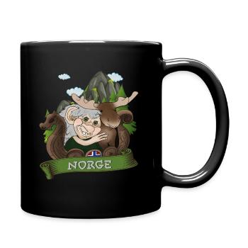 Norwegen Troll und Elch - Tasse einfarbig - Schwarz - Rechts