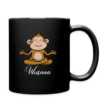 Auszeit Durchatmen Wusaaa Affe - Tasse einfarbig - Schwarz - Rechts